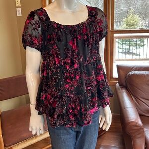 TORRID Baby Doll Top w/Sheer Sleeves and a Velvety Material 2X